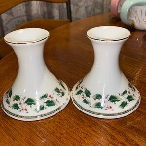 Vintage Royal Holly Holiday Christmas Candlesticks Made in Japan Set Of Two